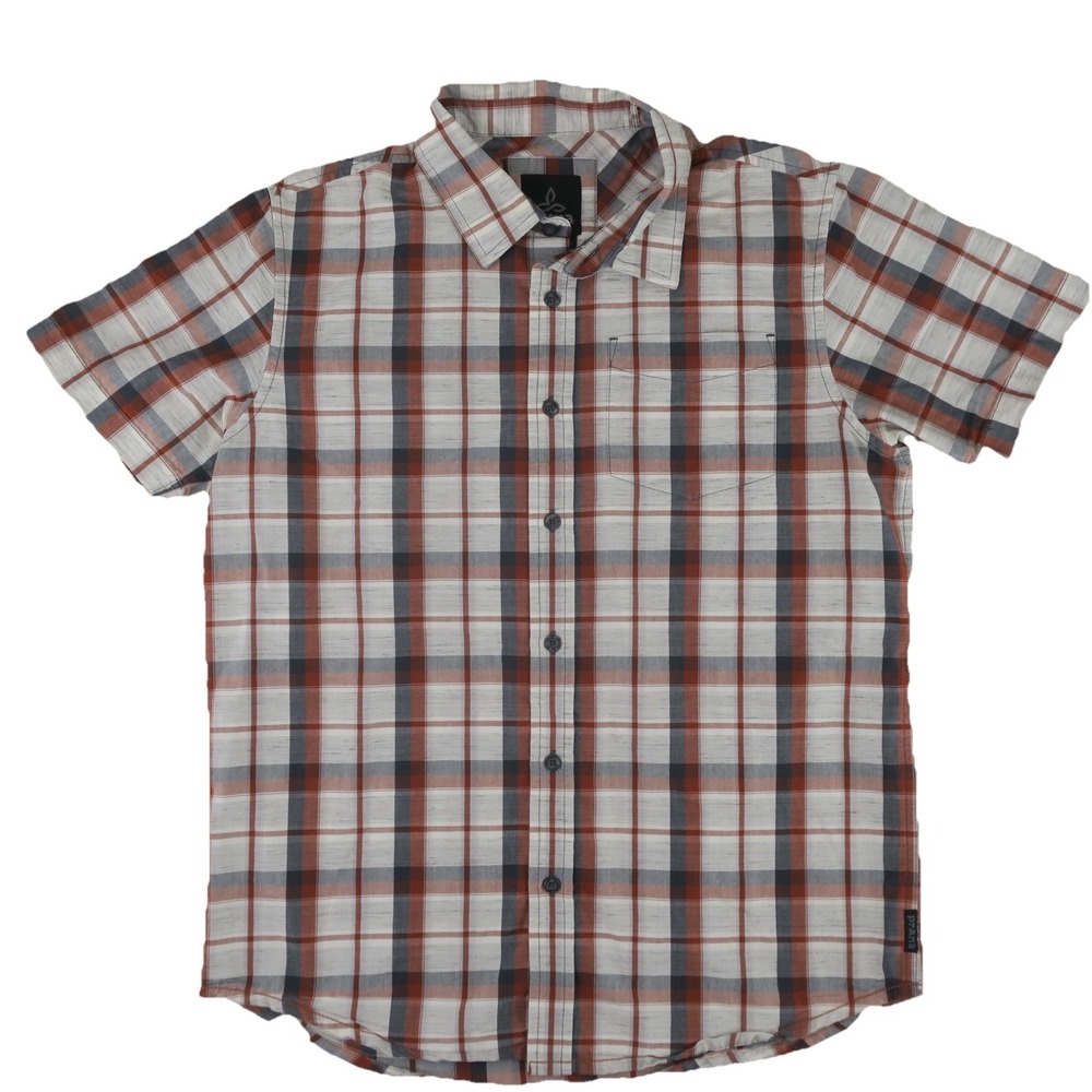 Prana Organic Cotton Blend Short Sleeve Button Up Shirt Mens Small